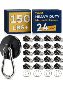 Magnetic Hooks VSKIZ Heavy Duty 150lb 24 Pack Black Swivel Carabiner-0