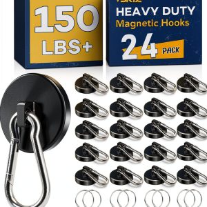 Magnetic Hooks VSKIZ Heavy Duty 150lb 24 Pack Black Swivel Carabiner-0