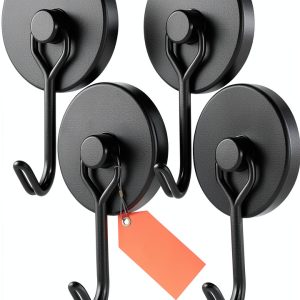 Magnetic Hooks MIKEDE 120LB Black Pack of 4 Rotatable Neodymium-0