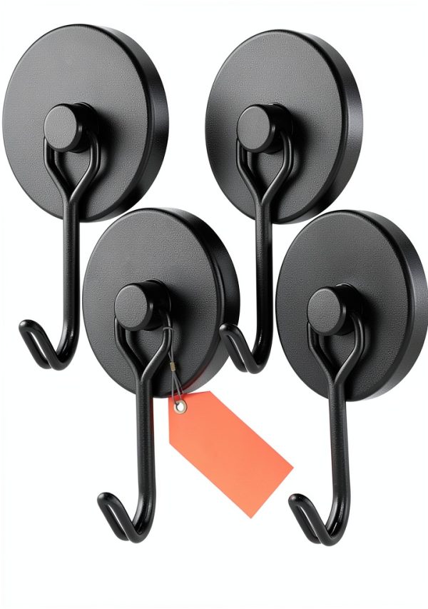 Magnetic Hooks MIKEDE 120LB Black Pack of 4 Rotatable Neodymium-0