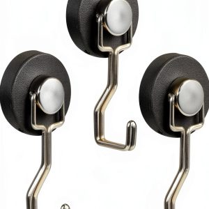 Rubber Coated Anti-Scratch Heavy Duty Magnetic Hooks, Essential for Cruise Ship Cabins & Refrigerator Hanging, Rubber Coating Anti-Corrosion, Hook Magnets for Outdoor Grill(3, Sliver)-0