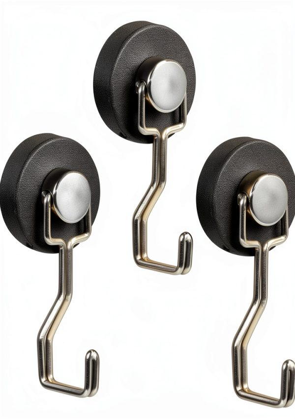 Rubber Coated Anti-Scratch Heavy Duty Magnetic Hooks, Essential for Cruise Ship Cabins & Refrigerator Hanging, Rubber Coating Anti-Corrosion, Hook Magnets for Outdoor Grill(3, Sliver)-0
