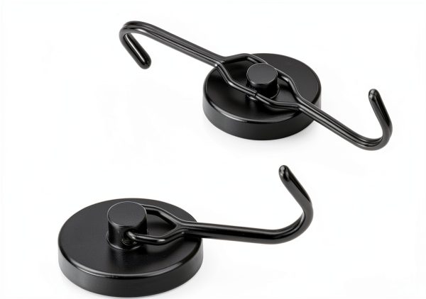 Magnetic Hooks MIKEDE 120LB Black Pack of 4 Rotatable Neodymium-1