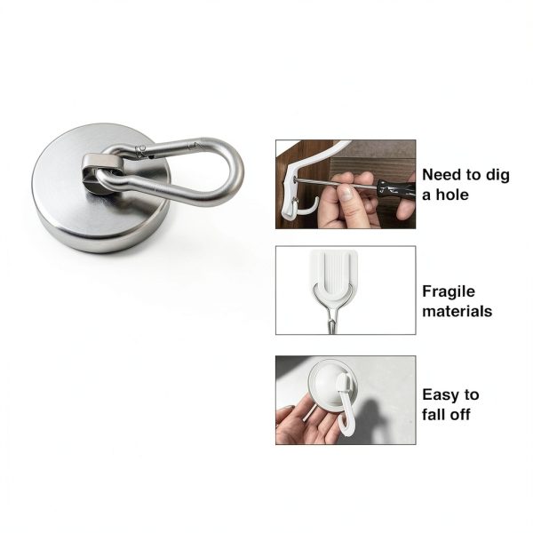 Magnetic Hooks VSKIZ Heavy Duty 150lb 24 Pack Black Swivel Carabiner-4