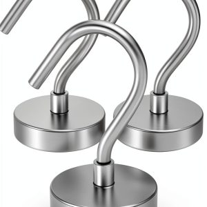 3 Pack Metal Magnetic Hooks,40lb+ Heavy Duty Magnets with Hooks for Cruise Ship Walls,Magnetic Kooks Heavy Duty for Cruise Cabins,Hanging,Grill,Tool,Kitchen-0