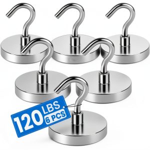 Strong Magnetic Hooks 120LBS LOVIMAG 6‑Pack Silver Heavy‑Duty-0