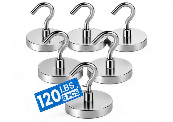 Strong Magnetic Hooks 120LBS LOVIMAG 6‑Pack Silver Heavy‑Duty-0