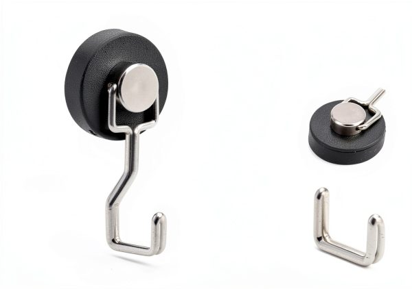 Rubber Coated Anti-Scratch Heavy Duty Magnetic Hooks, Essential for Cruise Ship Cabins & Refrigerator Hanging, Rubber Coating Anti-Corrosion, Hook Magnets for Outdoor Grill(3, Sliver)-4