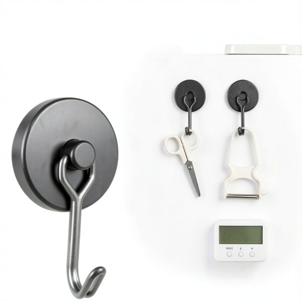 Magnetic Hooks MIKEDE 120LB Black Pack of 4 Rotatable Neodymium-3