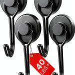 Magnetic Hooks MIKEDE 4 Pack 40lb Heavy Duty Neodymium Black-0