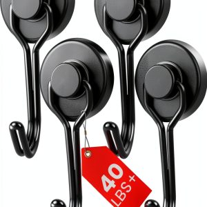 Magnetic Hooks MIKEDE 4 Pack 40lb Heavy Duty Neodymium Black-0