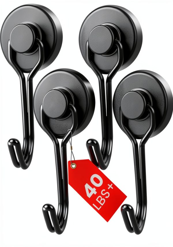 Magnetic Hooks MIKEDE 4 Pack 40lb Heavy Duty Neodymium Black-0