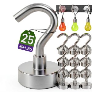 Magnetic Hooks 12 Pack Heavy Duty Silver by Mukfirm for Cruise Cabins-0