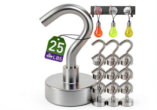 Magnetic Hooks 12 Pack Heavy Duty Silver by Mukfirm for Cruise Cabins-0