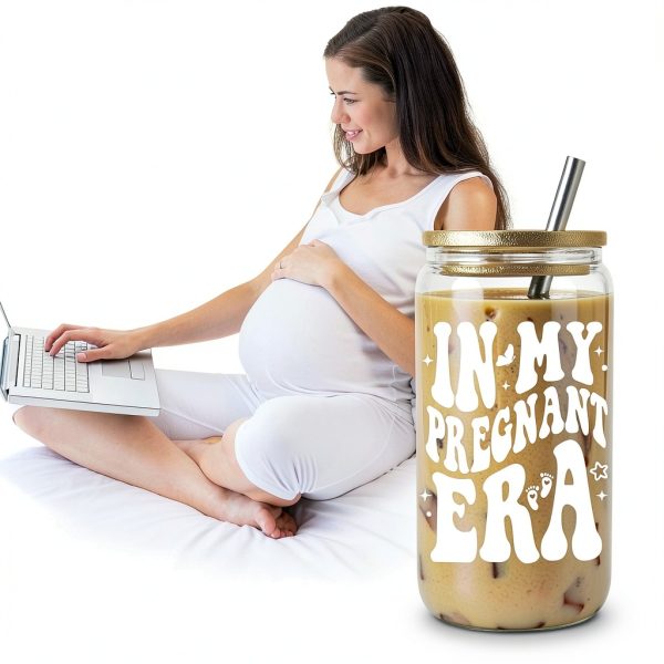 Fairy's Gift Pregnant Women 16 oz Iced Coffee Cup, White, Spill Proof,-2